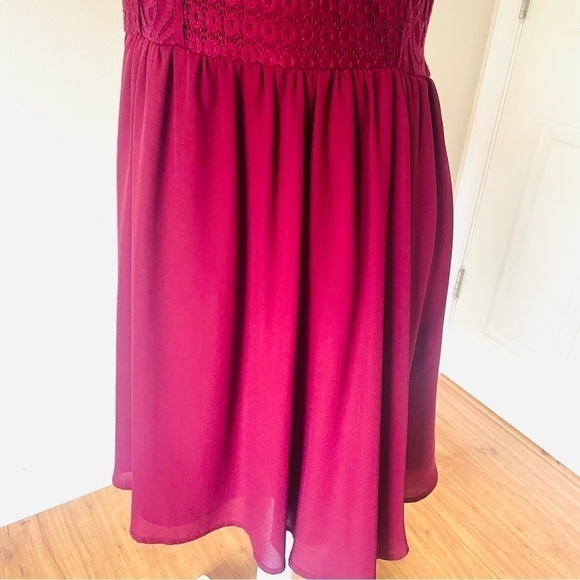 Alya by Francesca's Collection Burgundy Lace Top Mini Dress - Picture 10 of 14
